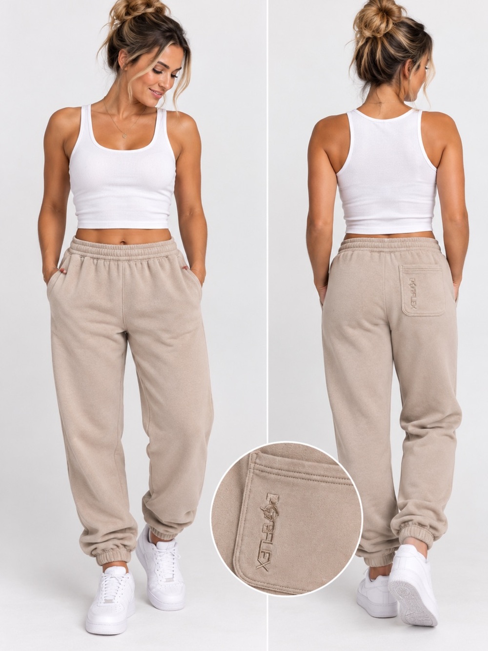 POPFLEX Women’s Beige Jogger Sweatpants